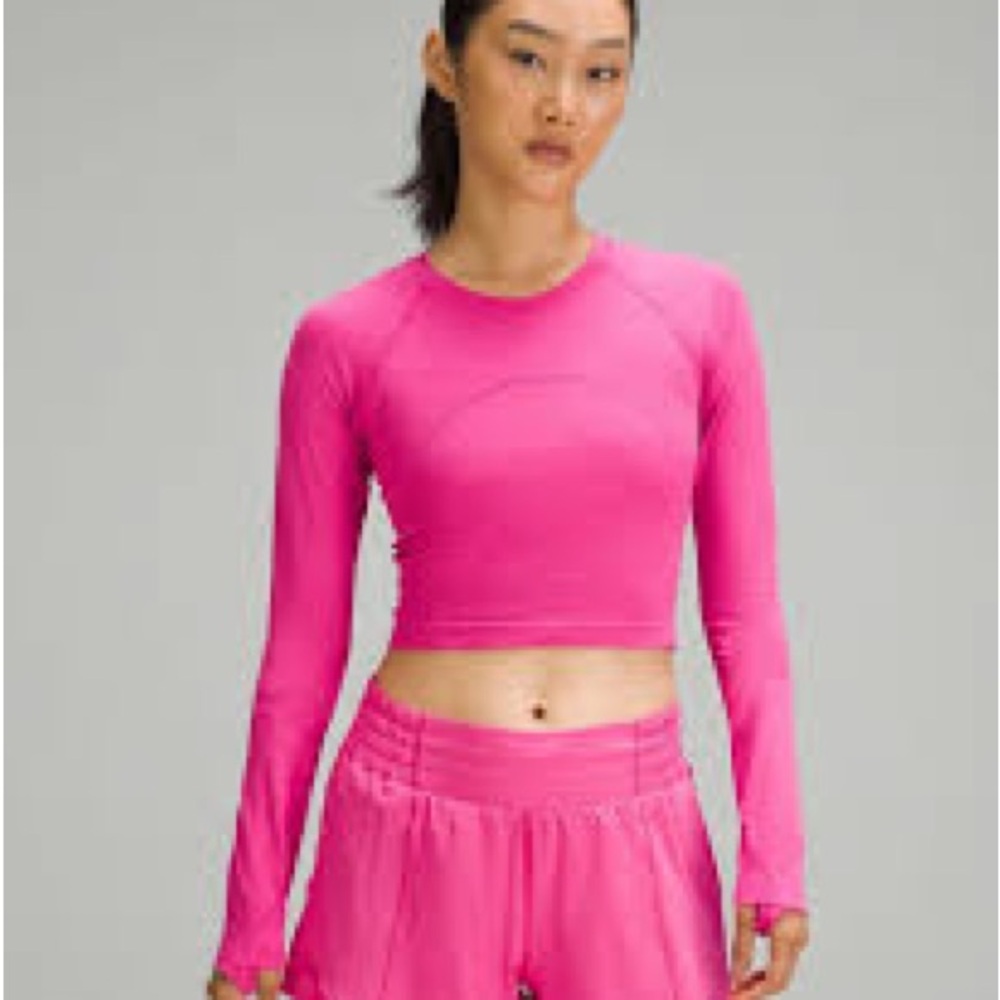 Lululemon Swiftly Tech Cropped Long Sleeve 2.0 in Sonic Pink Size 2 - Picture 3 of 3